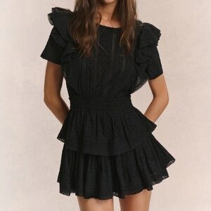 LoveShackFancy Black Natasha Dress